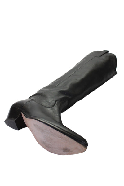 Tamara Mellon Womens Leather Pointed Toe Cowboy Knee High Boots Black Size 38 8