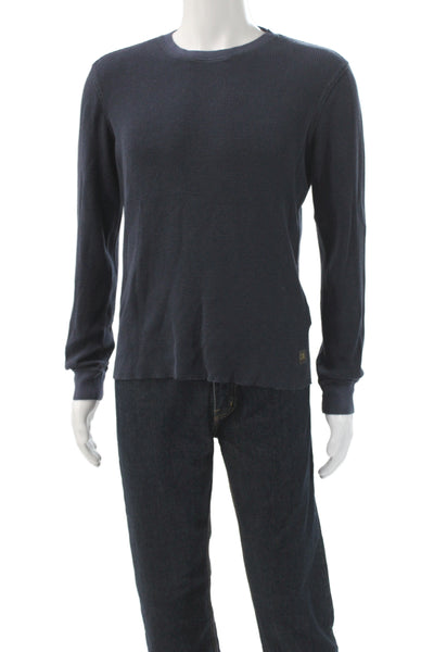 BOSS Orange Mens Basic T-Shirt Blue Cotton Crew Neck Long Sleeve Size M
