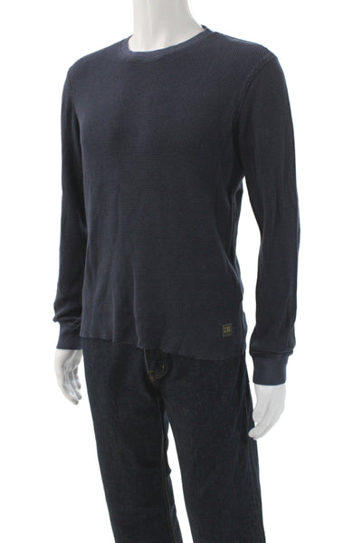 BOSS Orange Mens Basic T-Shirt Blue Cotton Crew Neck Long Sleeve Size M