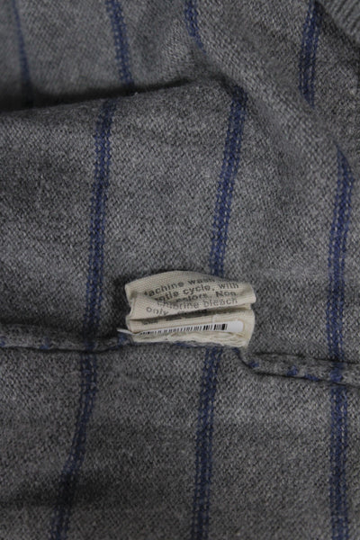 J Crew Mens Gray Striped Cotton Crew Neck Pullover Sweater Long Sleeve Size L