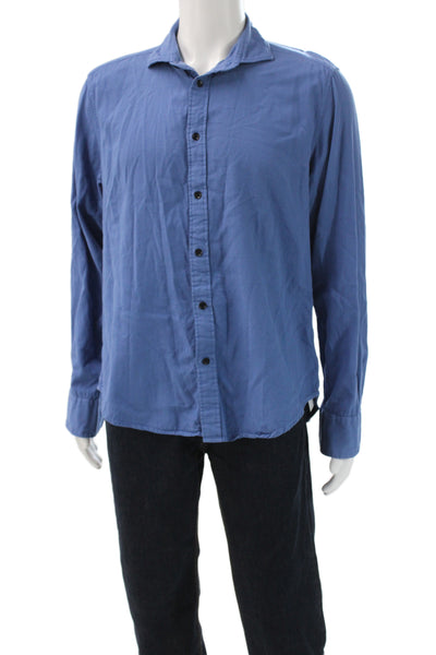 Rag & Bone Mens Long Sleeves Button Down Shirt Blue Cotton Size Large