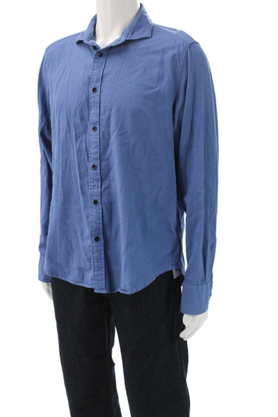 Rag & Bone Mens Long Sleeves Button Down Shirt Blue Cotton Size Large