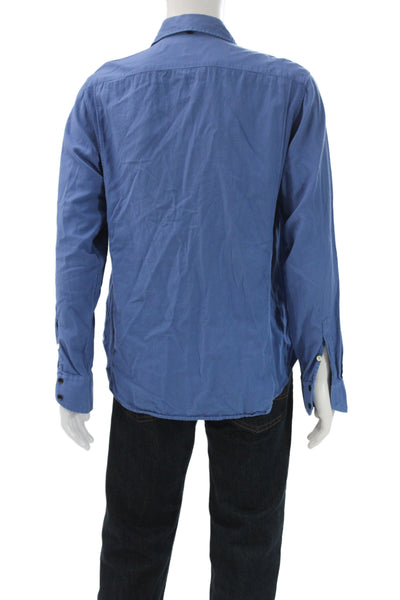 Rag & Bone Mens Long Sleeves Button Down Shirt Blue Cotton Size Large