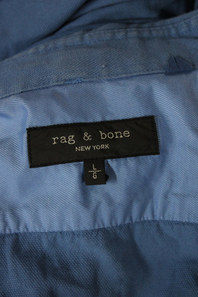 Rag & Bone Mens Long Sleeves Button Down Shirt Blue Cotton Size Large