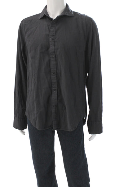 Rag & Bone Mens Long Sleeves Button Down Shirt Black Cotton Size Large