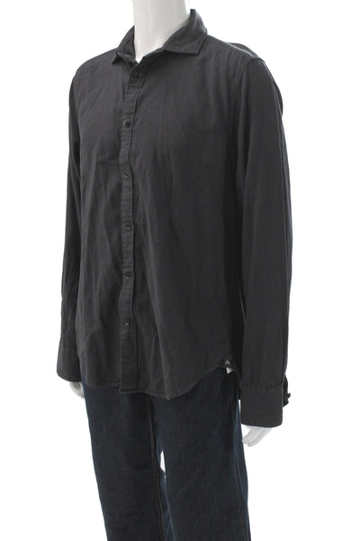Rag & Bone Mens Long Sleeves Button Down Shirt Black Cotton Size Large