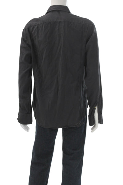 Rag & Bone Mens Long Sleeves Button Down Shirt Black Cotton Size Large