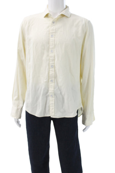 Rag & Bone Mens Long Sleeves Button Down Shirt Off White Cotton Size Large