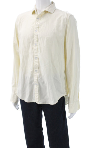 Rag & Bone Mens Long Sleeves Button Down Shirt Off White Cotton Size Large