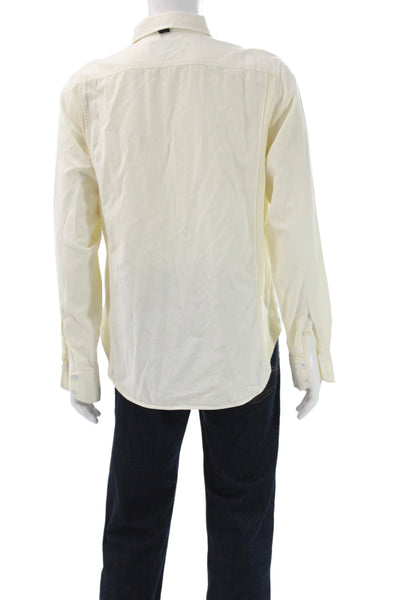 Rag & Bone Mens Long Sleeves Button Down Shirt Off White Cotton Size Large