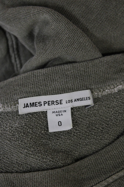 James Perse Women Pullover Cotton Crew Neck Long Sleeve Green Sweatshirt Size 0