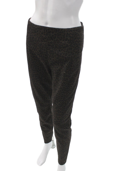 Liverpool Los Angeles Womens Ankle Pants Leopard Brown Pull On Size 10