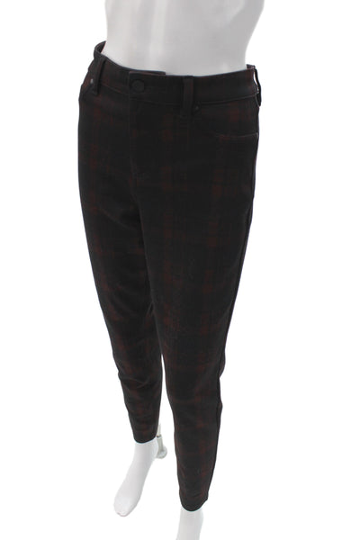 Liverpool Los Angeles Women Jeggings Black Plaid Polyester Button Size 30