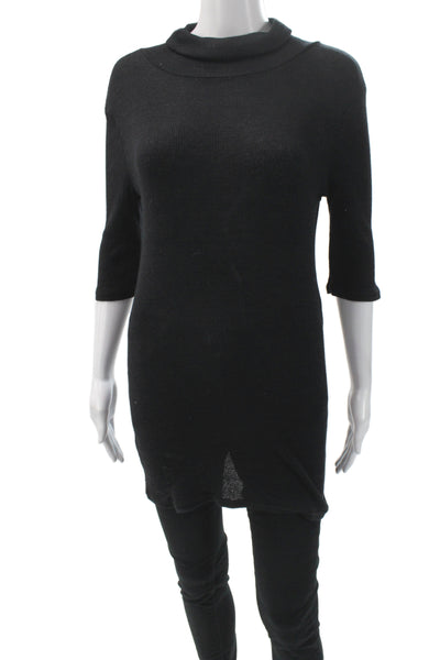 Michael Stars Women Pullover Knit Cowl Neck 3/4 Sleeve Black Size One Size