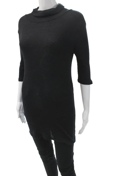 Michael Stars Women Pullover Knit Cowl Neck 3/4 Sleeve Black Size One Size