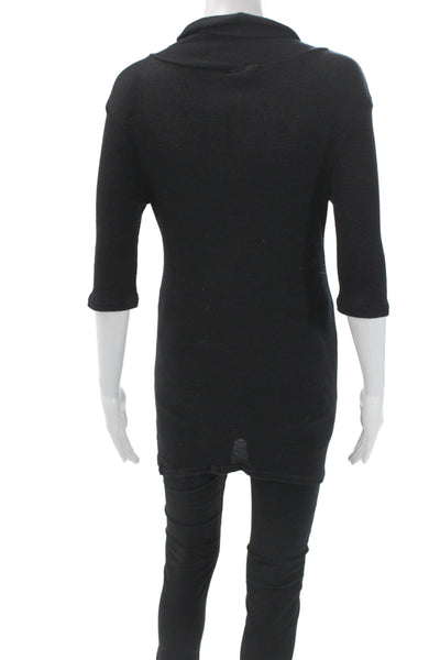 Michael Stars Women Pullover Knit Cowl Neck 3/4 Sleeve Black Size One Size