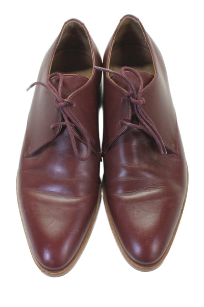 Everlane Womens Leather Pointed Toe Oxfords Burgundy Size 7.5