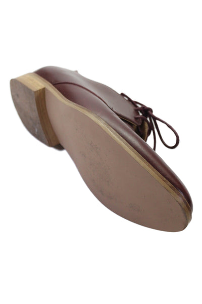 Everlane Womens Leather Pointed Toe Oxfords Burgundy Size 7.5