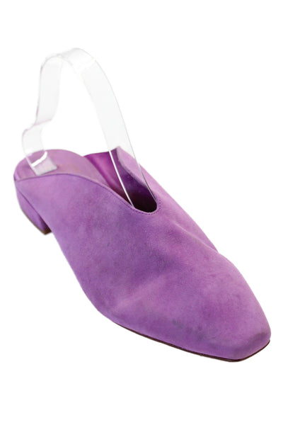 Charlotte Stone Womens Suede Square Toe Slide On Mules Purple Size 8