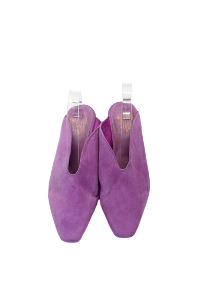 Charlotte Stone Womens Suede Square Toe Slide On Mules Purple Size 8