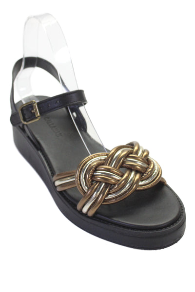 Caron Callahan Womens Metallic Ankle Strap Platform Sandals Black Size 38 8