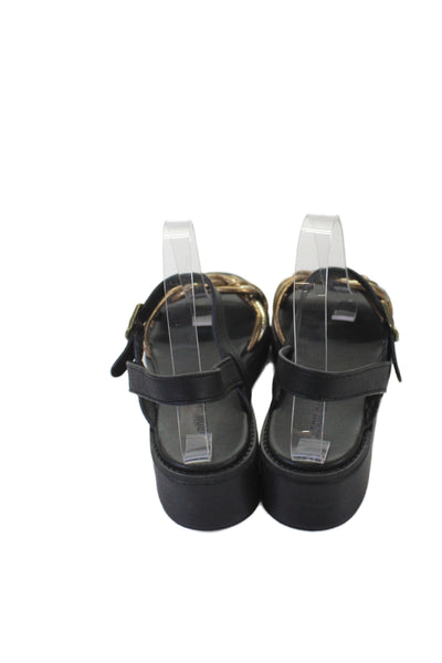 Caron Callahan Womens Metallic Ankle Strap Platform Sandals Black Size 38 8