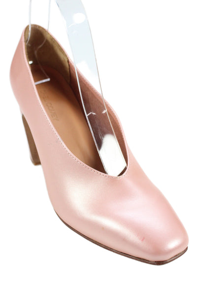 Rachel Comey Womens Metallic Leather Square Toe Pumps Pink Size 7.5