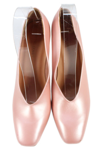 Rachel Comey Womens Metallic Leather Square Toe Pumps Pink Size 7.5