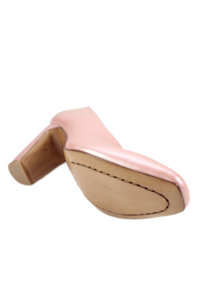 Rachel Comey Womens Metallic Leather Square Toe Pumps Pink Size 7.5