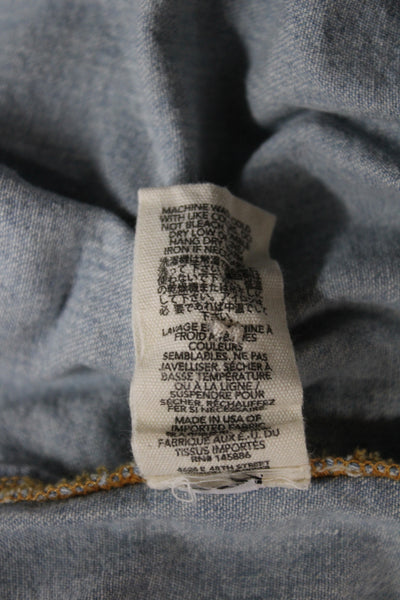 The Great Women Basic Button-Up Blue Cotton Collared Mid-Calf Dress Size 1