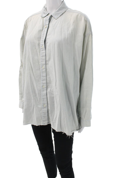 The Great Women Chambray Button-Up Collared Long Sleeve Top Blue Size 1