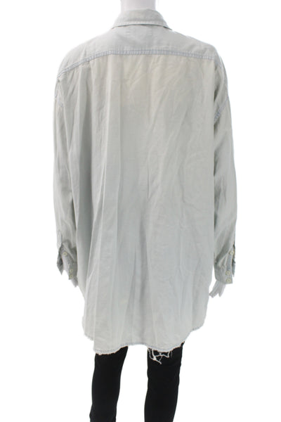 The Great Women Chambray Button-Up Collared Long Sleeve Top Blue Size 1