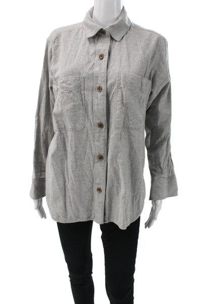 Everlane Womens Collared Button Up Gray Organic Cotton Longsleeve Shirt Size 6