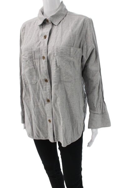 Everlane Womens Collared Button Up Gray Organic Cotton Longsleeve Shirt Size 6