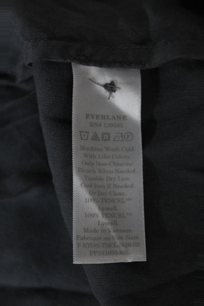 Everlane Womens Basic Gray Tencel Collared Short Sleeve Button-Up Size M