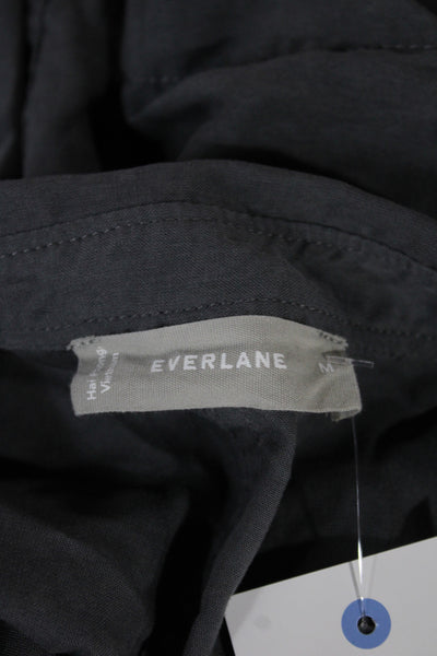 Everlane Womens Basic Gray Tencel Collared Short Sleeve Button-Up Size M