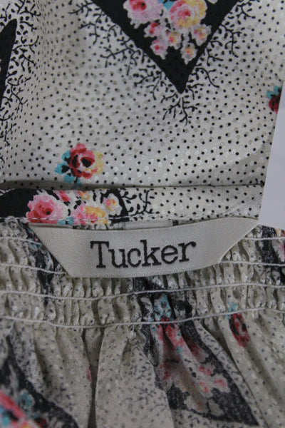 Tucker Women Silk Floral Blouse 3/4 Sleeve Multicolor Size S