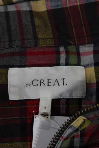 The Great Womens Collared Plaid Cotton Basic Blouse Pullover 3/4 Sleeve Size 1