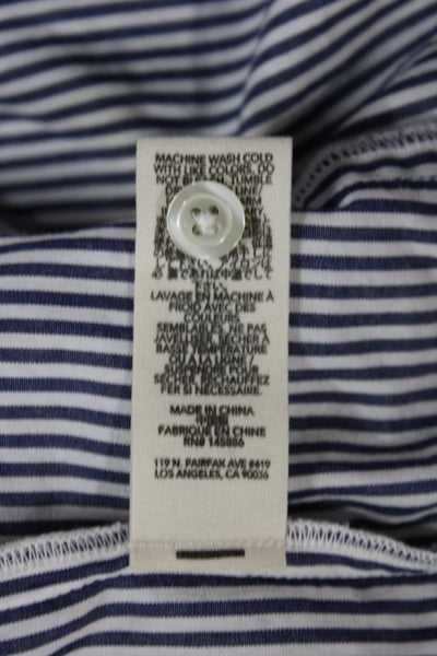 The Great Women Tunic Button Up Collared Striped Cotton Long Sleeve Blue Size 1
