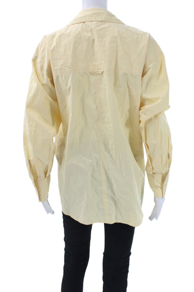 Apiece Apart Womens Button-Up Top Yellow Cotton Long Sleeve Collared Size M