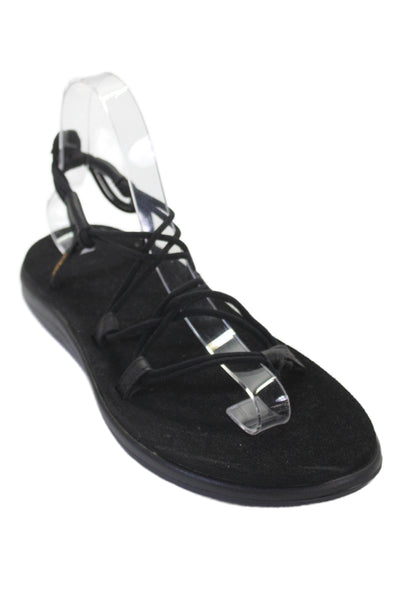 Teva Womens Solid Strappy Sandals Black Size 8