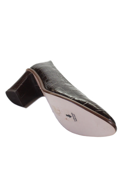 Miista Womens Embossed Leather Slip On Heels Brown Size 38 8