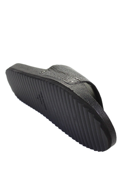 Freda Salvador Womens Croc Embossed Slide On Sandals Black Size 8