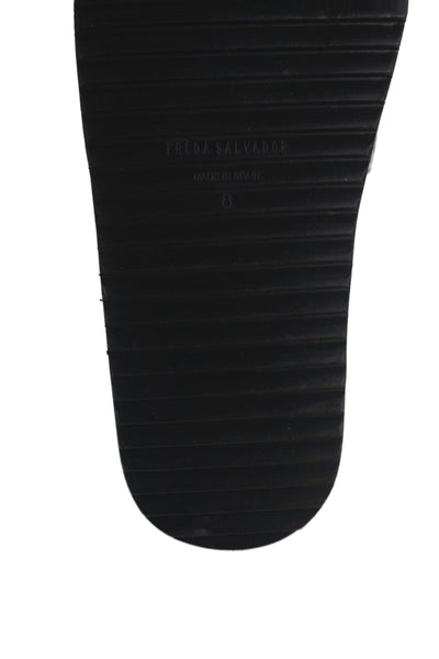 Freda Salvador Womens Croc Embossed Slide On Sandals Black Size 8