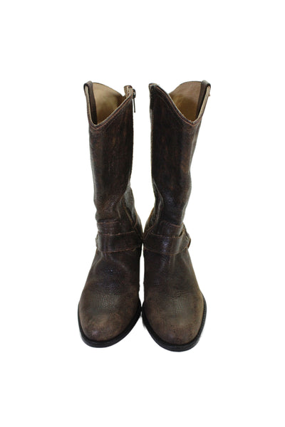Frye Womens Leather Pointed Toe Side Zip Boots Brown Size 7.5
