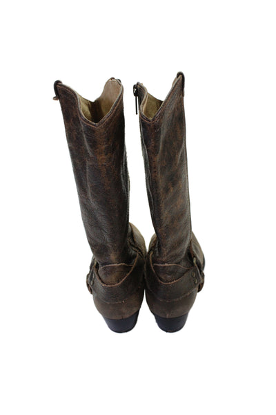 Frye Womens Leather Pointed Toe Side Zip Boots Brown Size 7.5