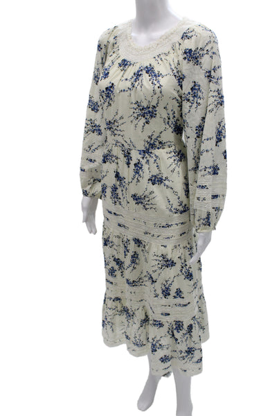 The Great Womens Maxi Floral Cotton Dress Ivory Long Sleeve Size 3