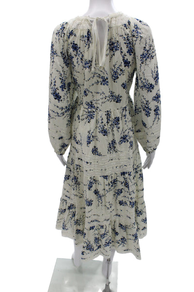 The Great Womens Maxi Floral Cotton Dress Ivory Long Sleeve Size 3