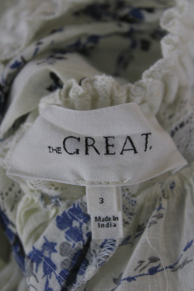 The Great Womens Maxi Floral Cotton Dress Ivory Long Sleeve Size 3