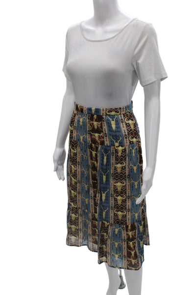 Emporio Sirenuse Positano Women A-Line Skirt Multi Geometric Knee-Length Size 8